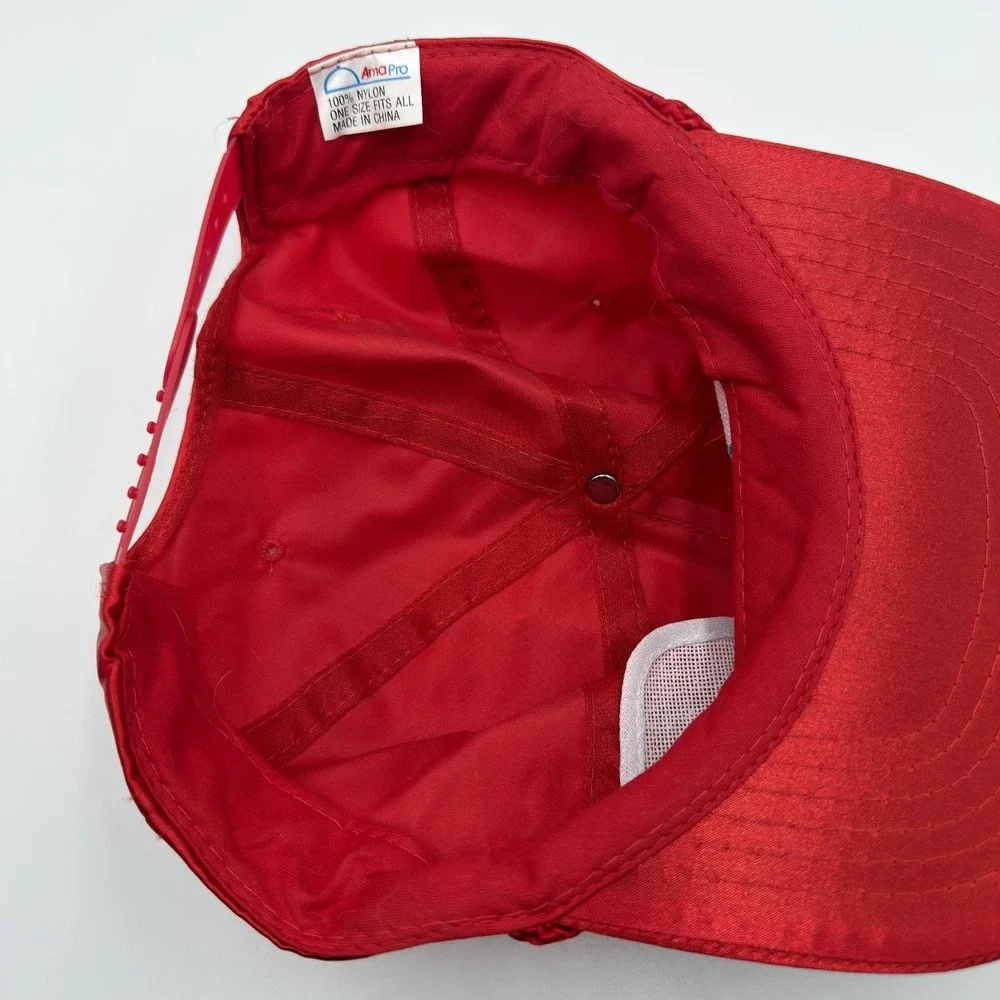 Vintage Chevrolet The Heartbeat of America Red Nylon Snapback Hat Ama Pro Chevy